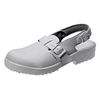 White leather 1001 safety clogs, compliant with CE, EN ISO 20345:2007/SB, A, E, WRU, SRA
